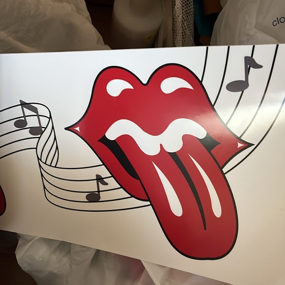Rolling Stones Decal with Tongue, Music Notes  Size 48 X 9 1/2 - Picture 3 of 3